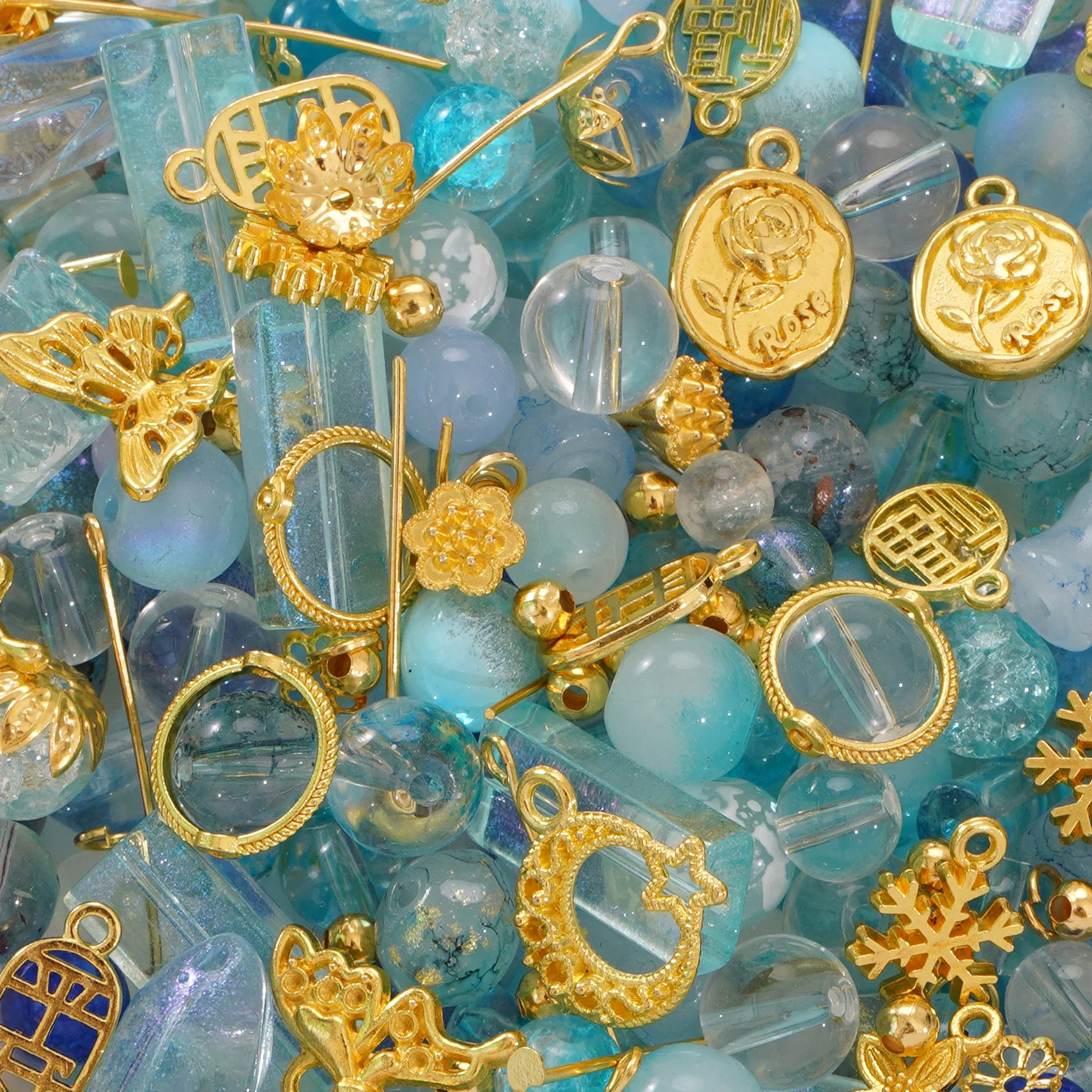 50 gr/teile Perlen Material Farbe Serie Gemischte Perlen Handgemachte DIY Armband Lose Perlen Glas Perlen Gold und Silber Zubehör Set – Detail 9