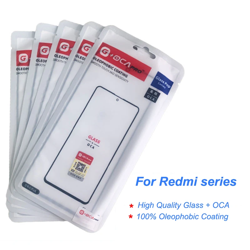 Touch Screen Front Outer Glass + OCA 10Pcs ( Oleophobic Coating) For Redmi 9 8 10 11 Power Prime 5G 8a 9a 9c 9i 9t 10c 10a