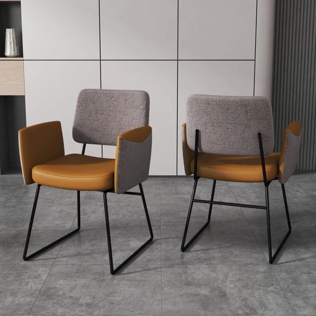 Silla tapizada con reposabrazos, sillón de diseño para comedor, cocina,  sala de estar, 2 piezas