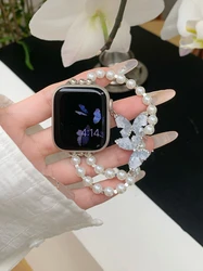 Crystal Butterfly Strap for Women's Smartwatch - Elegant Bracelet Design (Elastic style)