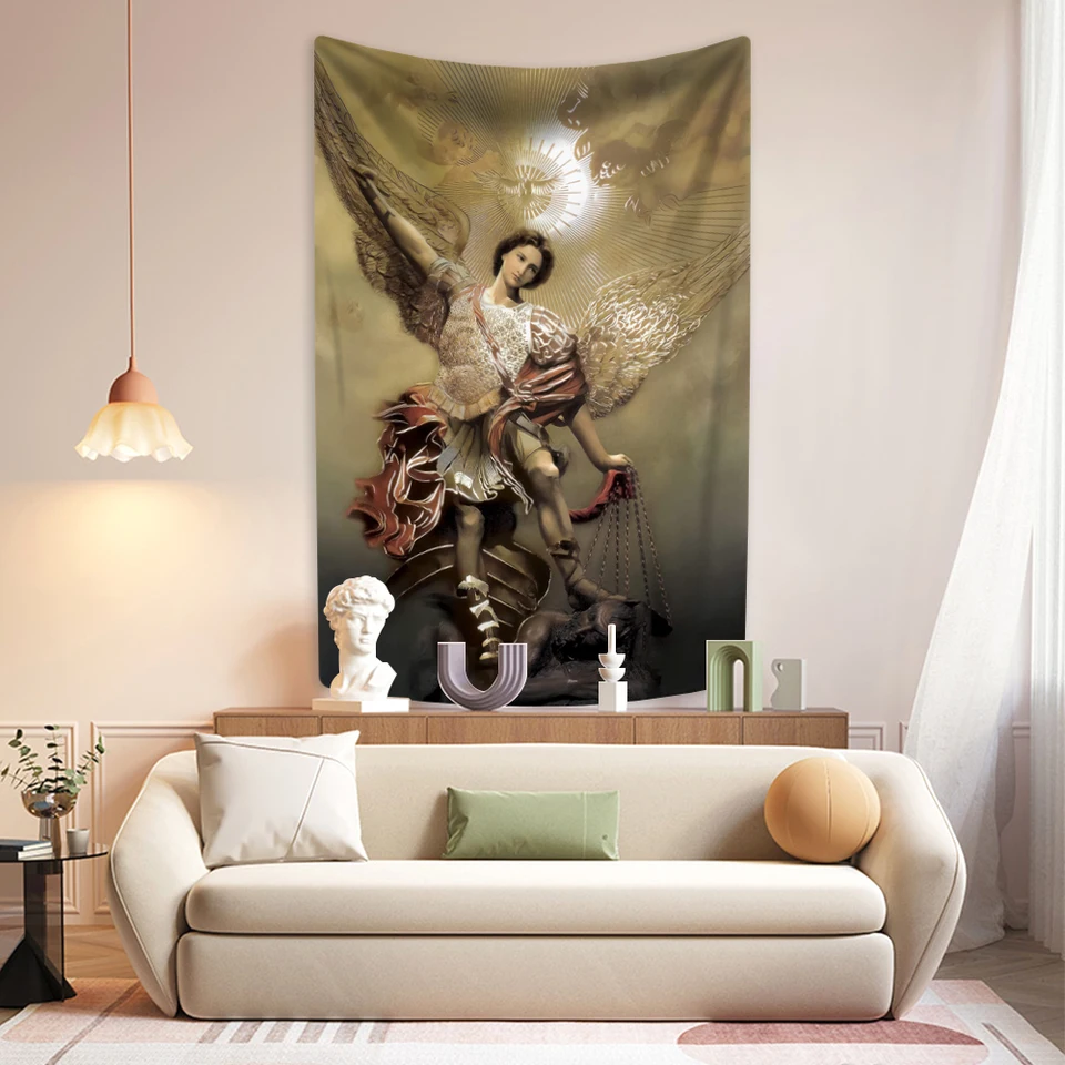 Cristo mito anjo tapeçaria lucifer michael impresso quarto pano de fundo  parede pendurado decorações para casa sofá cobertor - AliExpress, image size:960x960