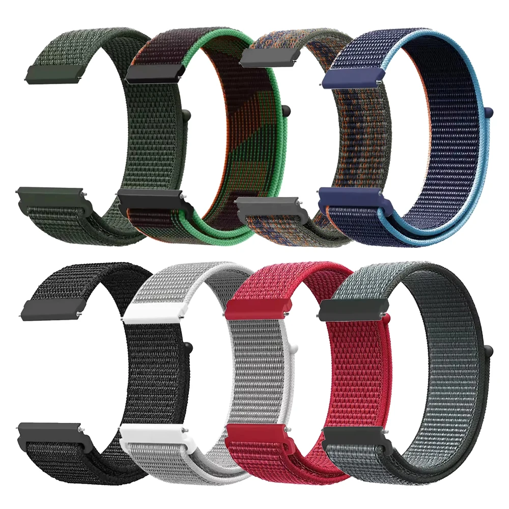 Braided Velcro Strap Loop Band - 20mm/22mm Watch Bracelet Correa