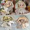 Handmade Doll Skirt Dress With Big Ear Rabbit Hat Doll Floral Patterned Dress For Blythes Ymy Licca Azones Ob24 Ob27 Fr Doll 1