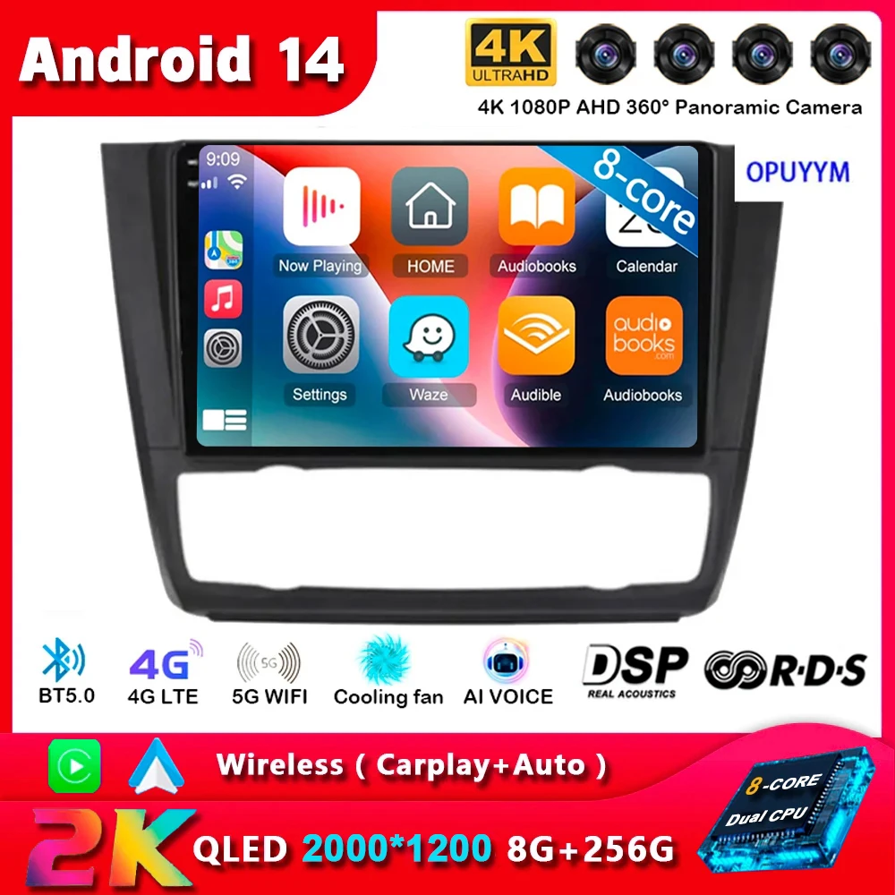 

Android 14 Carplay Auto For BMW 1 Series E88 E82 E81 E87 2004 - 2009 2010 2011 2012 Car Radio Multimedia Player Stereo GPS DSP