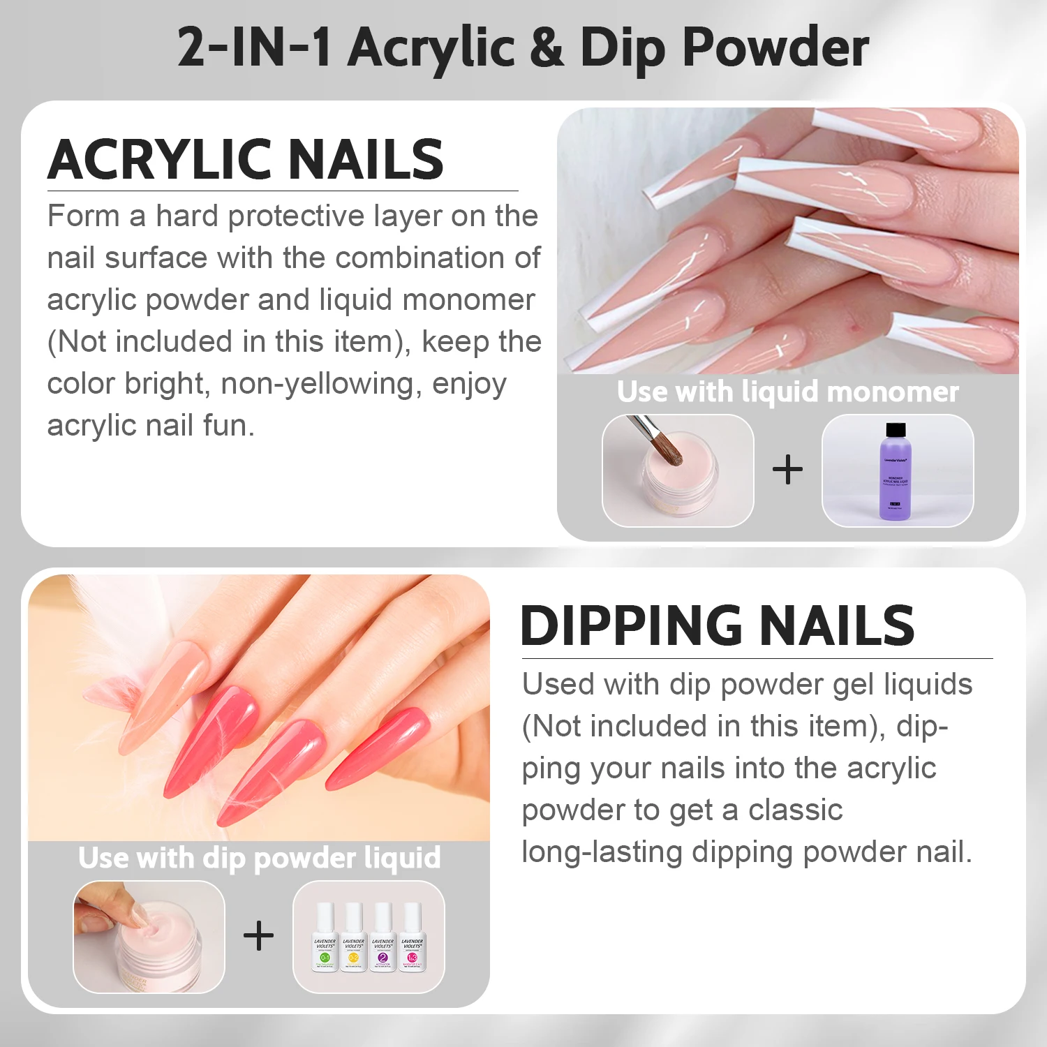4.23oz/120g Clear Color Acrylic Powder & Dip powder 2 in 1 Use for Nail Extension Carving Salon Nail Art Manicure 2