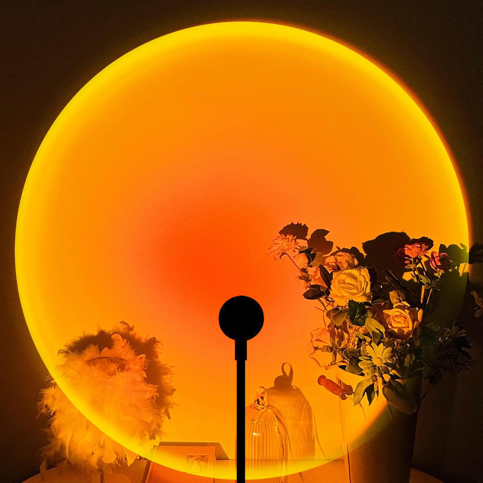 1pc USB Sunset Lamp LED Rainbow Neon Night Light Projector Photography Wall Atmosphere Lighting for Bedroom Home Room Decor Gift