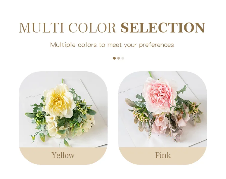 Künstliche Blumen Seiden-Pfingstrosen-Rosen Hochzeitsbrautstrauß Festival Heim Tisch Büro Outdoor Garten Kranz Bestseller Geschenke Dekoration – Detail 2