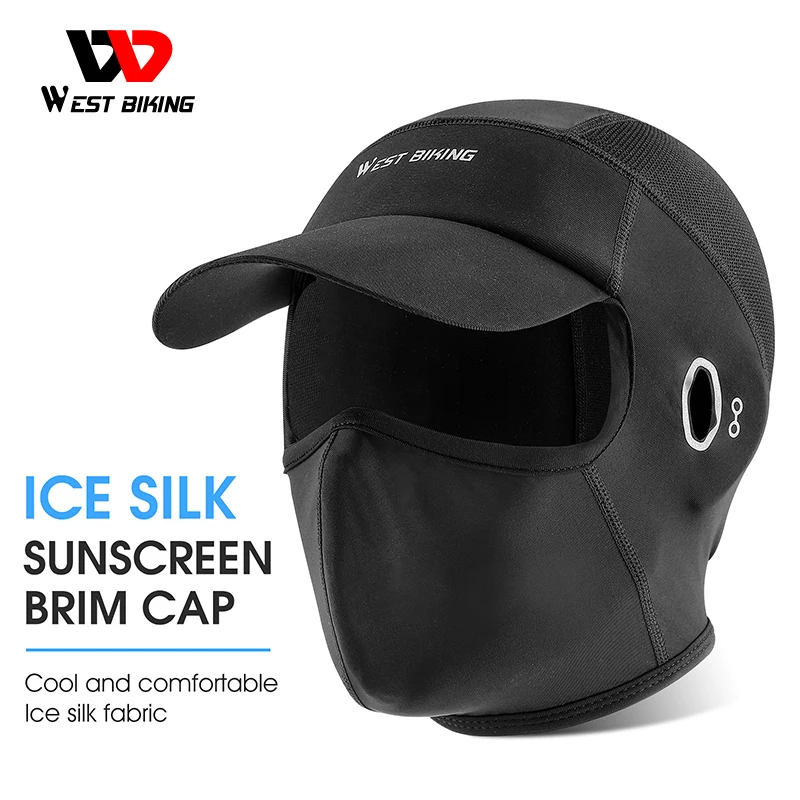 

WEST BIKING Cycling Summer Brim Cap Ice Silk Sunscreen Breathable Cool Bike Hat High Elastic Cycling Face Mask Bicycle Headgear