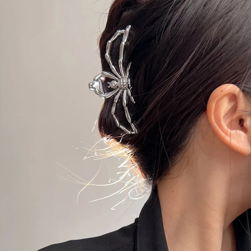 Neue trend ige Spinne Haar Krallen klemme Vintage Silber schwarz Farbe Haars pange Frauen Mode Haarnadeln Haarschmuck neue Kopf bedeckung – Detail 8