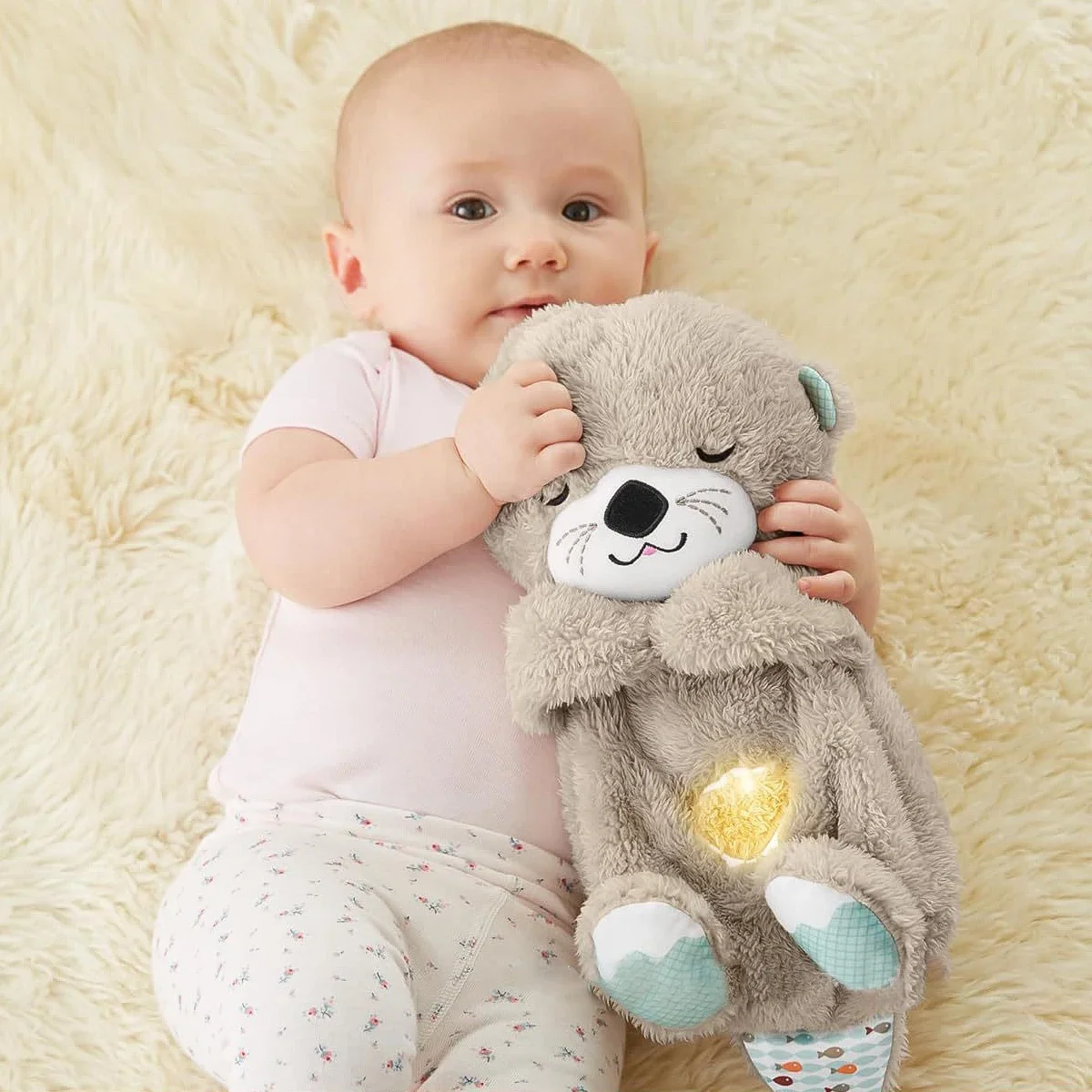 Baby Plush Doll Breathing Bear Newborn Soothing Sleep Playmate Otter Toy Kids Music Sleeping Companion Sound Light Doll Toy Gift 2