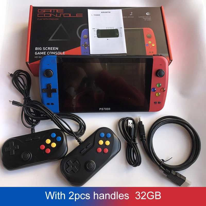 Big screen 7.0 inch PS7000 Handheld Game console  Player built in 3500 more games with 2 wire gamepads support PS1 games