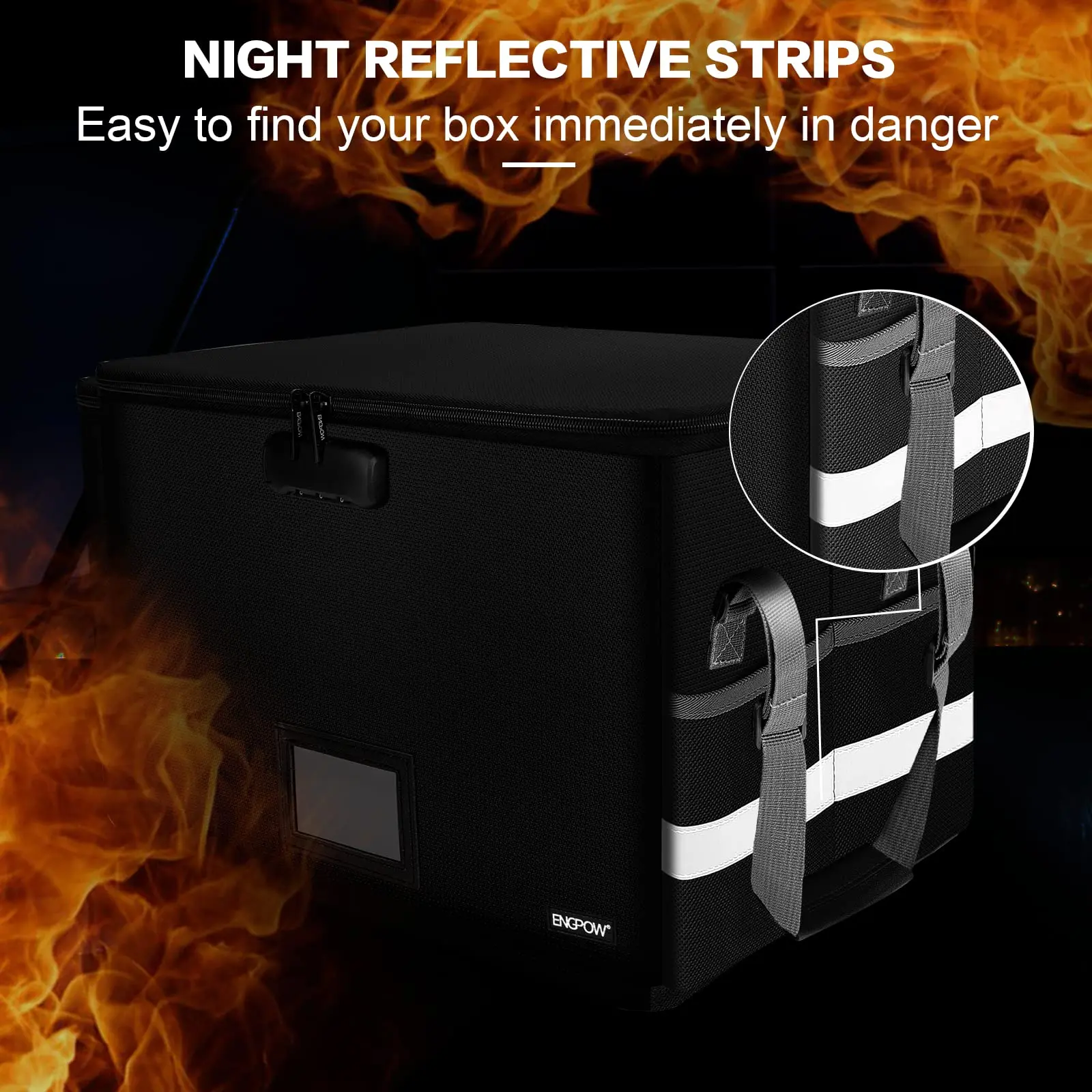 File Box with Lock,Fireproof Box File Storage Organizer Anti-Static Box,Collapsible Fireproof Document Filing with Handl