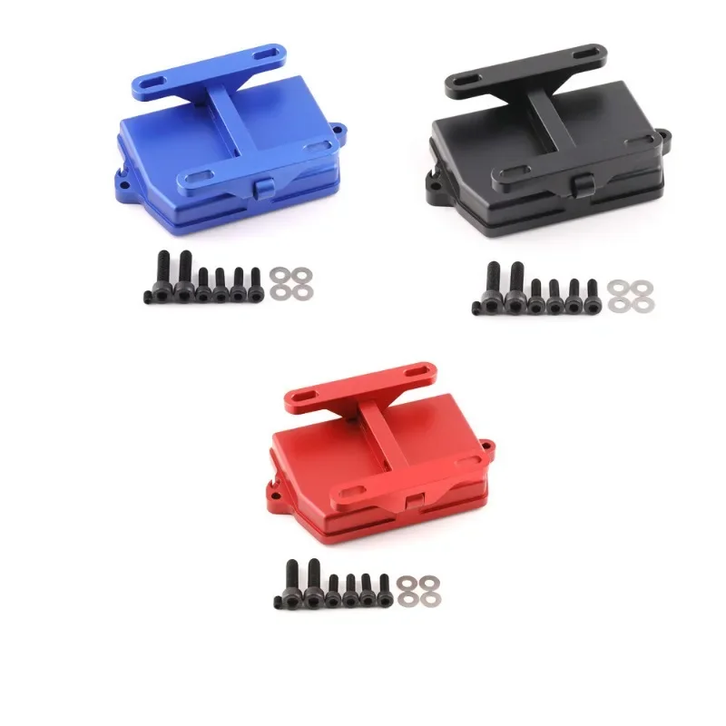 Support ESC en aluminium pour TRAXXAS X-MAXX et XRT, montrant les fixations et la surface anodisée.