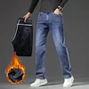 Winter Men Warm Flannel Stretch Straight Jeans Casual Fleece Baggy Pants Classic Plus Size Denim Trousers Male Brand Clothing 5