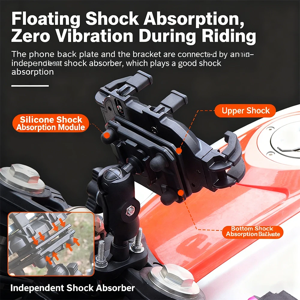 Motorcycle Mobile Phone Holder Shockproof Adjustable Handlebar Mirror Mount GPS Bracket For Motorbike Scooter ATV