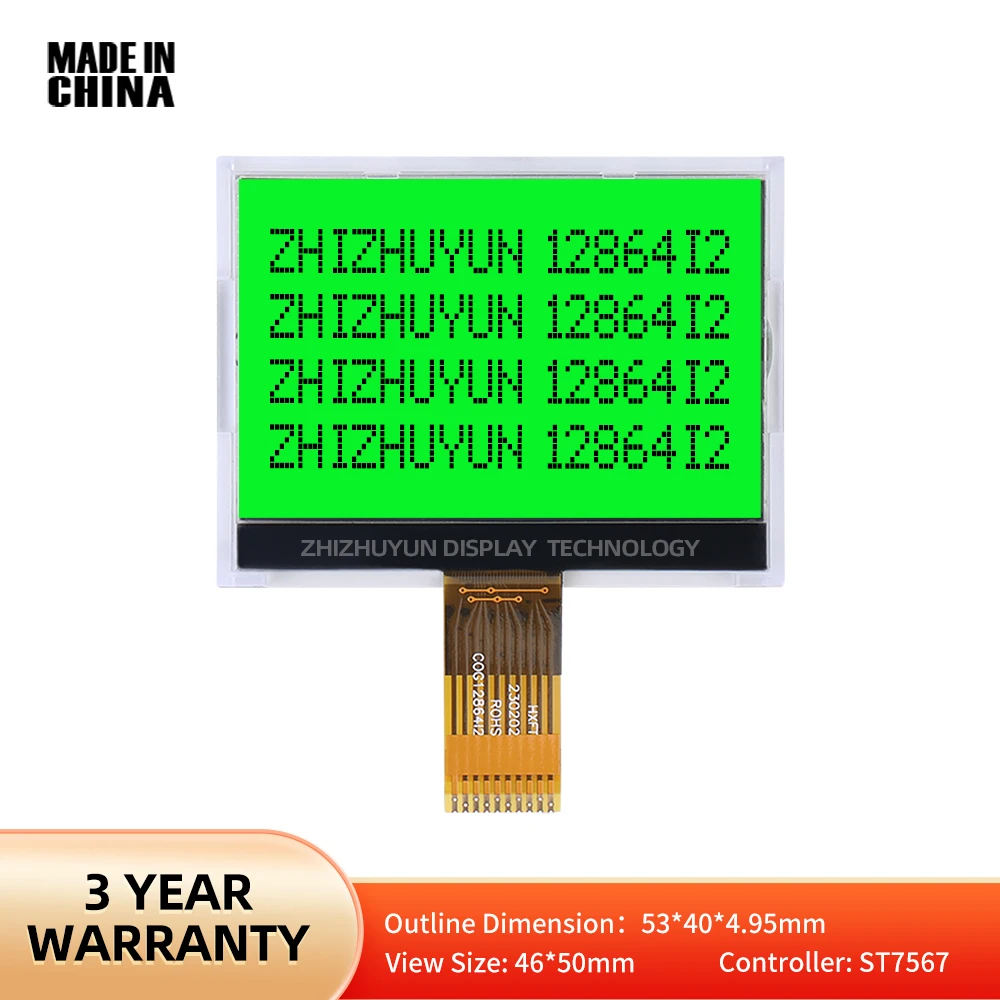 Comunicazione Seriale Muslimb 12864 Modulo Lcd Cog 12864 Display Lcd A Matrice Cog 3.3V Luce Verde Smeraldo 53Mm * 40Mm St7567