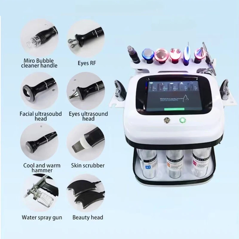 10 In 1 Dermabrasion H2o2 Aqua Peeling Lift Skin Bubble Moisturizer Oxygen Face Lifting Cleansing Beauty Machine Facial Massager