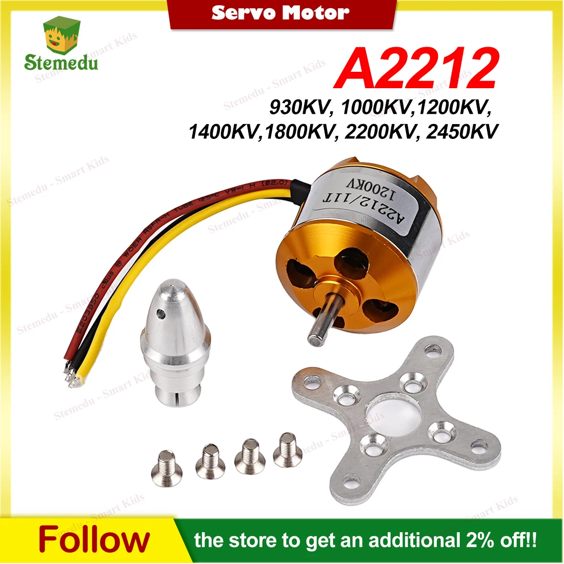 Moteur Brushless KV930-2450 pour Drone FPV Quadcopter - Lot de 2