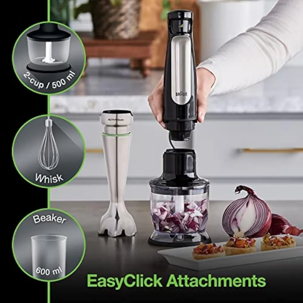 Braun MQ7035X 3-in-1 Immersion Hand, Powerful 500W Stainless Steel Stick  Blender Variable Speed + 2-Cup Food Processor - AliExpress
