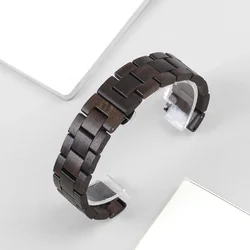 22mm Sandalwood Bracelet Strap - Elegant and Versatile Watchband for 22mm Universal (Black Wooden)