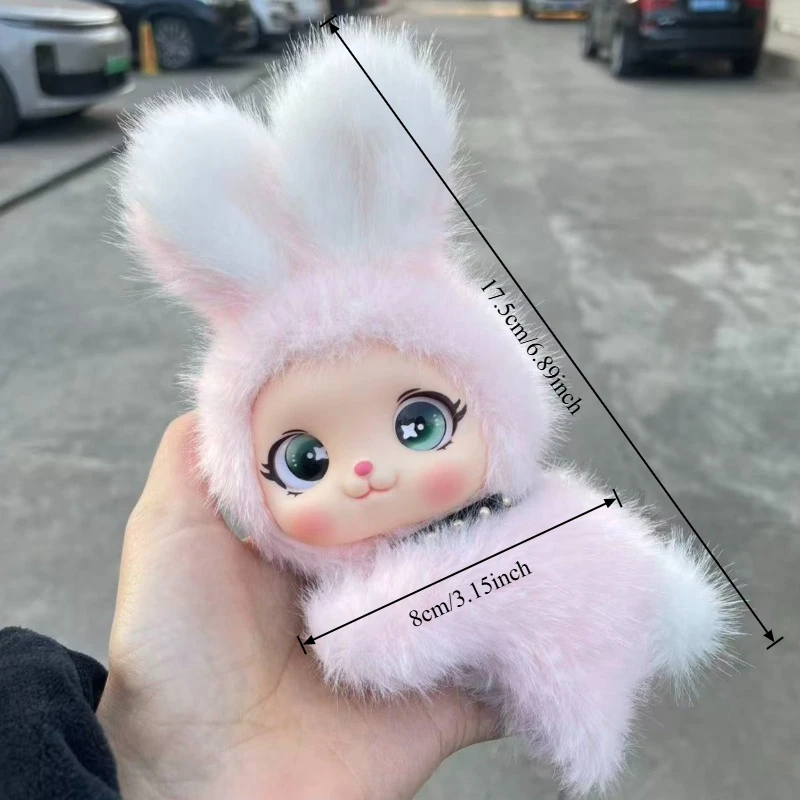 Cute Vinyl Bunny Doll Plush Toy Soft Kawaii Prone Position Rabbit Plushie Doll for Kids Adults Gifts Home Ornament Couple Gifts