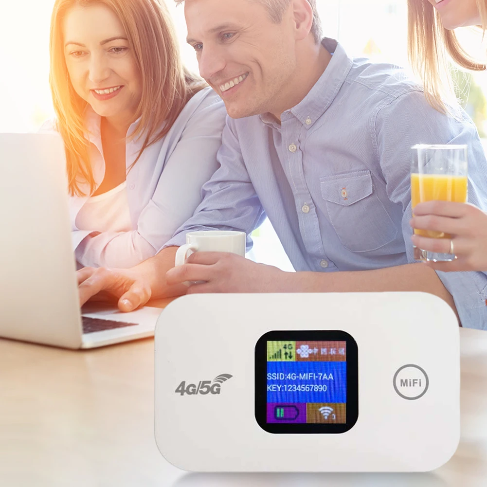 

4G LTE Portable Router 150Mbps Wireless Router Sim Card Slot Portable Network Hotspot Device 2100mAh Colorful LED Display