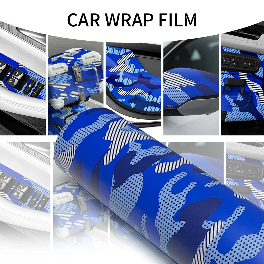 Camo Vinyl Wrap Auto Tuning Zubehör Auto Off-Road Camouflage Film Auto Wrapping Aufkleber Jeep Blau Motorräder Wasserdichte Farbe – Detail 2