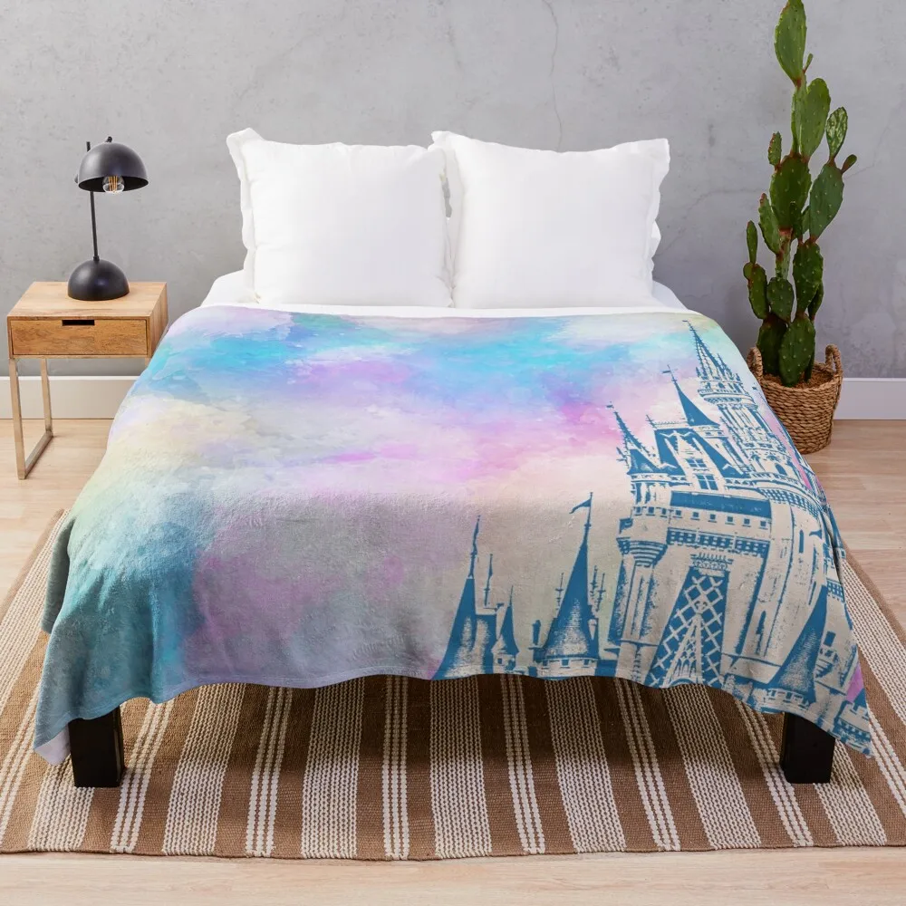 

Волшебный замок акварель III плед одеяло роскошное покрывало роскошное Брендовое одеяло фланелевое одеяло