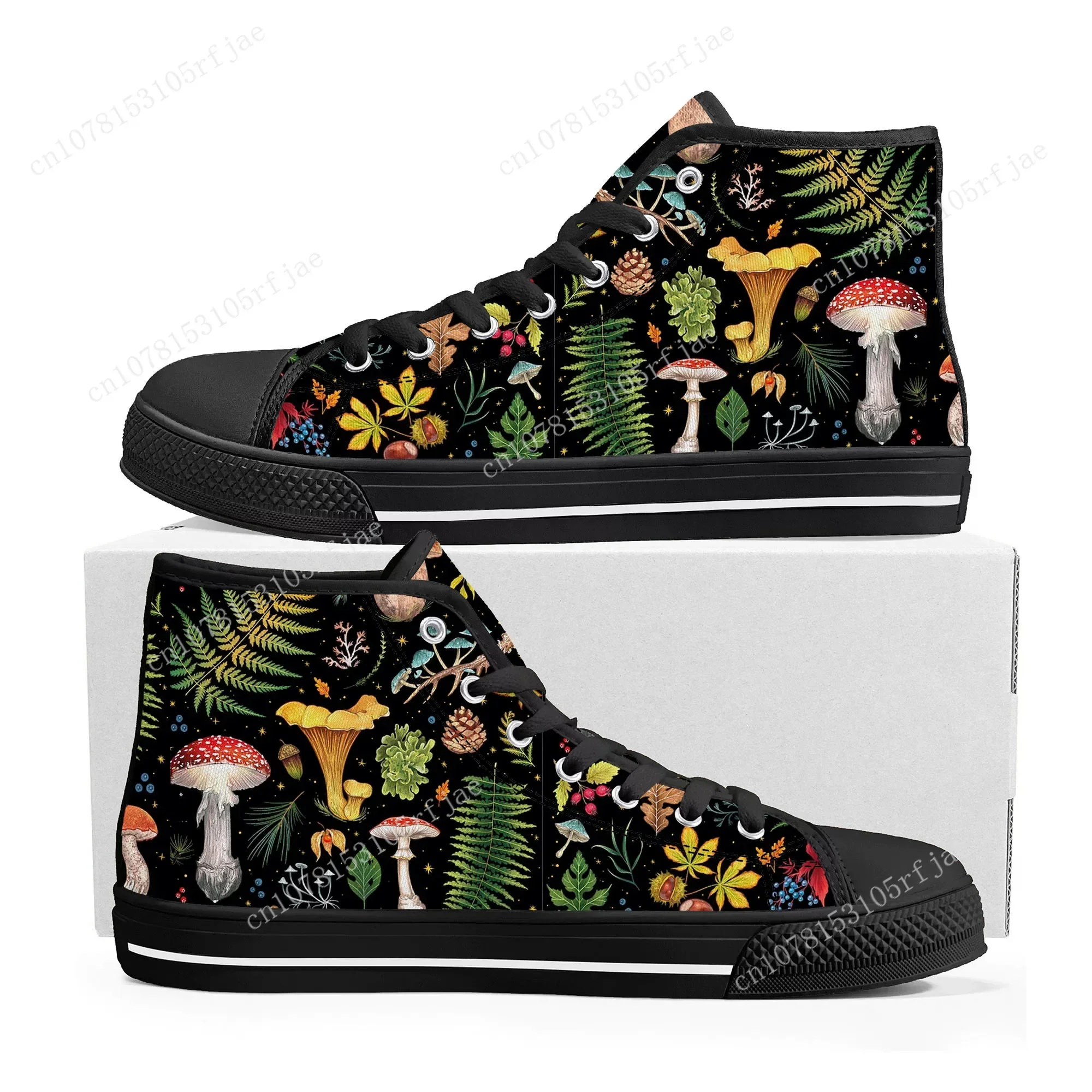 Mushroom Vintage Custom Made High Top Sneakers Mens Womens High Quality Canvas Sneaker Casual Couple Shoes Personalized Shoes 3
