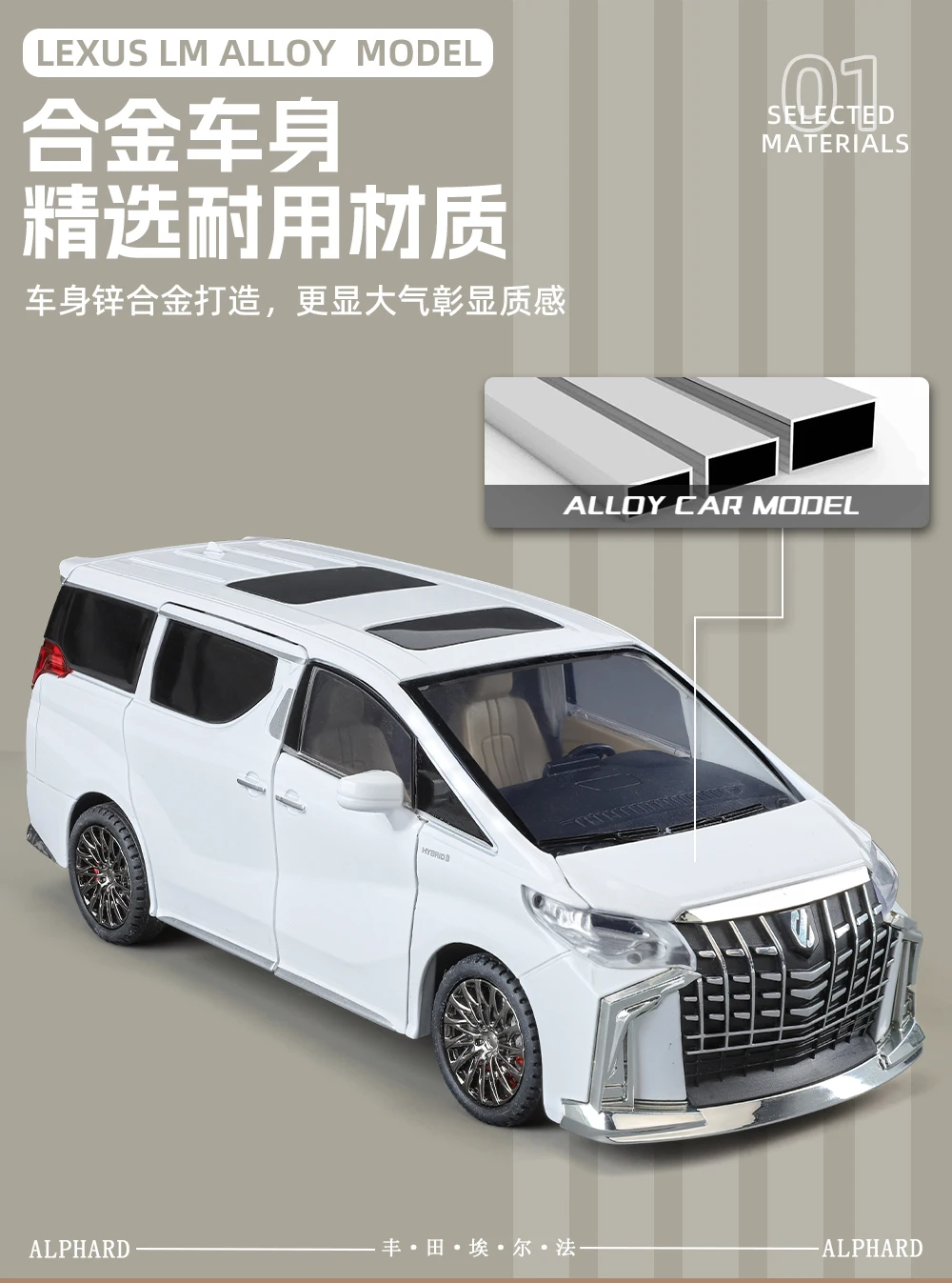 1/24 TOYOTA Alphard Diecast Model Araba
