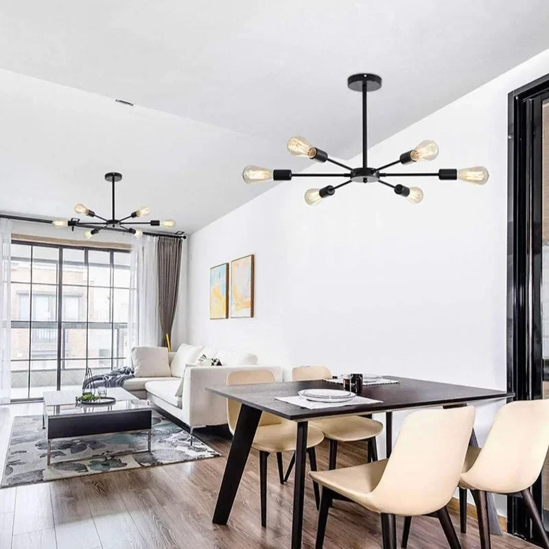 Modern chandelier restaurant black chandelier living room suspended ceiling light iron E27 home decoration