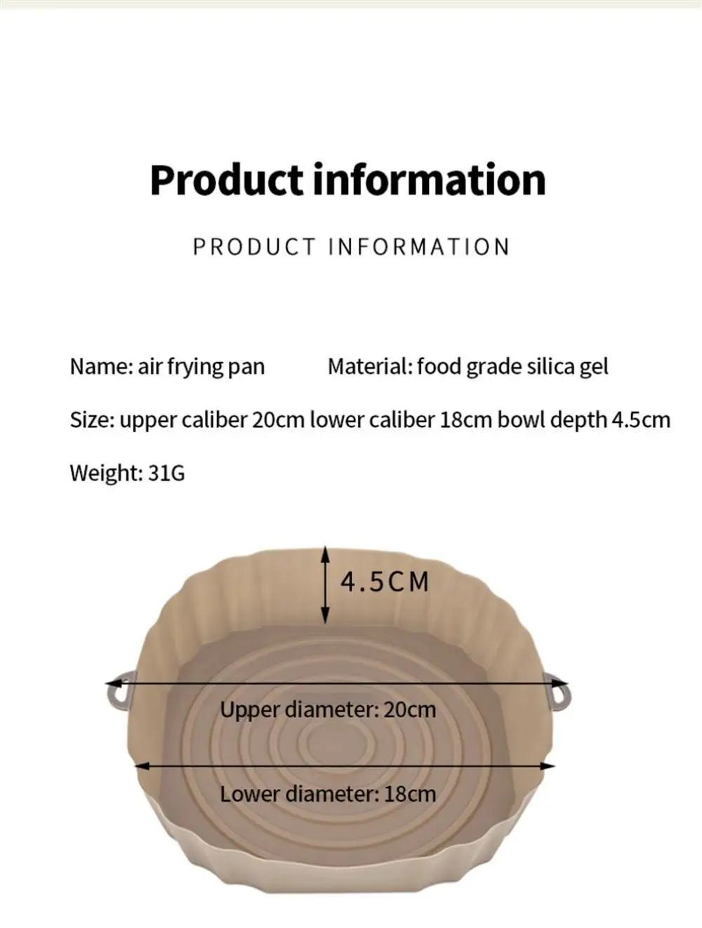 Description Picture 2 of itemAir Fryer Pan Silicone Basket Airfryer Oven Baking Silicone Tray Reusable Airfryer Pot Pan Liner Mold Pizza Fried Chicken Tools