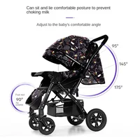 Poussette bébé pliable assis et s'allonger chariot à roulettes Portable grande poussette bidirectionnelle avec parasol pour nourrissons bébé nouveau-né 4