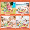 VATOS Electric Faucet Hand Pump-2 in 1 Sink Duck Slide Kitchen Table Sink Toy Pool Float Fishing Game Dishwasher Set for kids 4