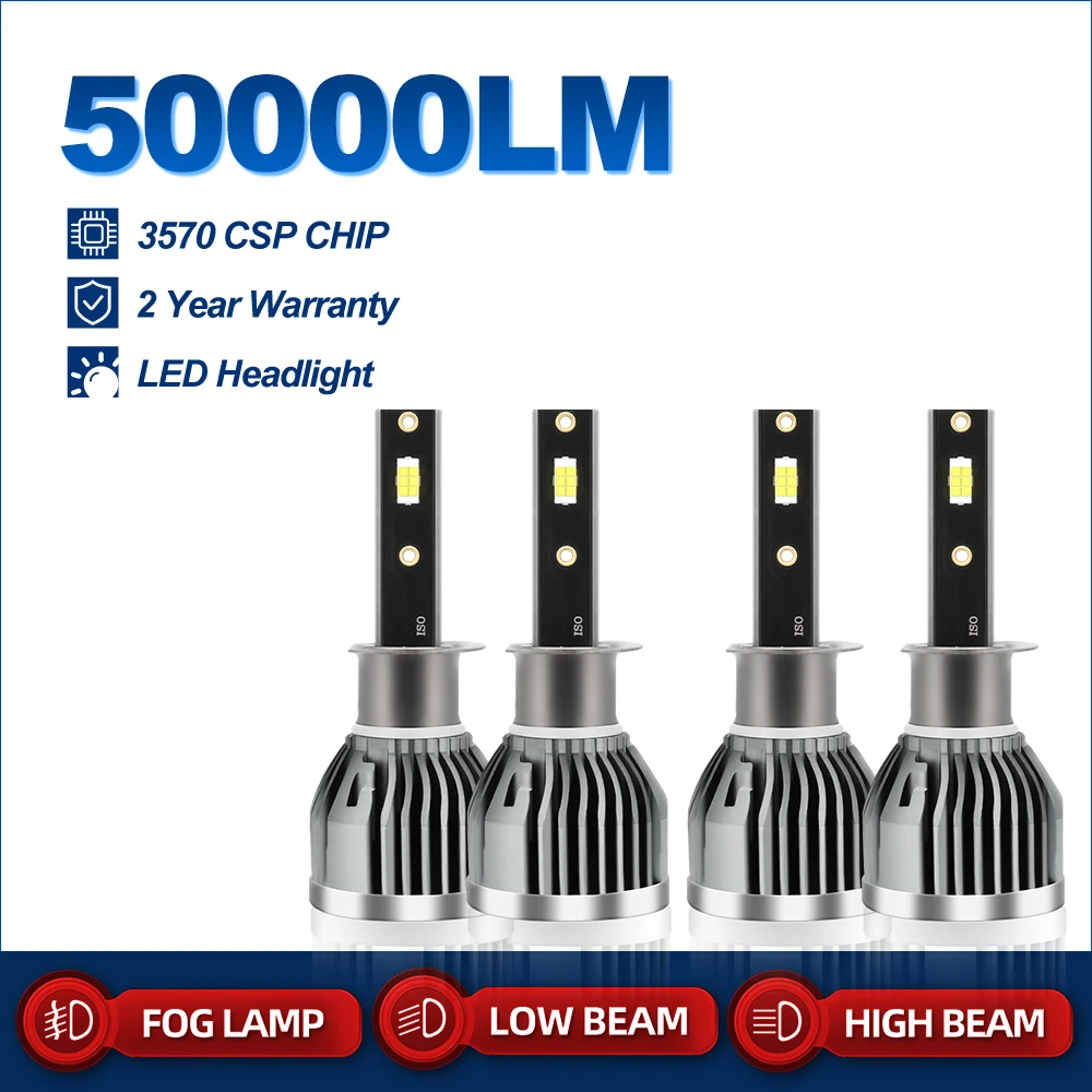 

Лампы Canbus для автомобильных фар H1 H3 H4 H7 9005 9006 HB3 HB4 9004 9007 H13, 6000K, белые Автомобильные фары, противотуманные фары 12 В