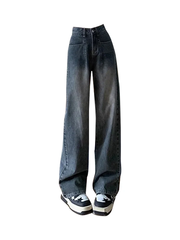 

Женские винтажные джинсы в стиле High Street, брюки с широкими штанинами, уличные прямые мешковатые джинсовые брюки Y2K, уличная одежда в стиле хип-хоп, BF Style