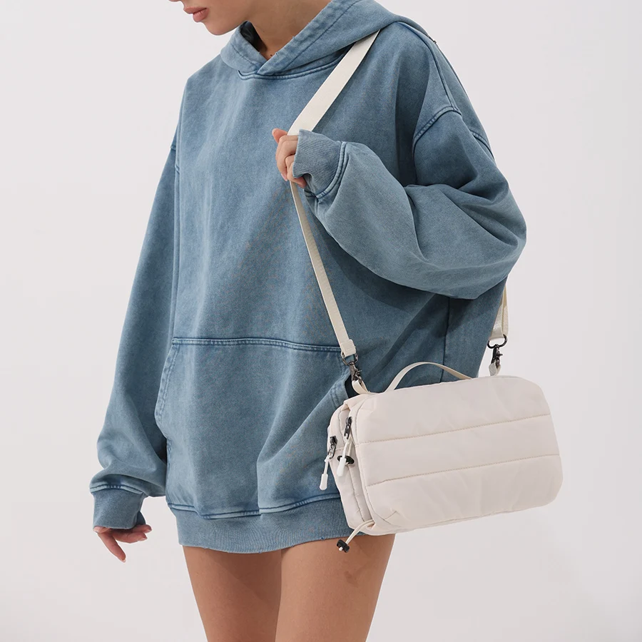 Fashion Underarm Puffy Handbags Tote Bags Women Girls Shoulder Lightweight Down Cotton Padded Plaid Messenger Bags