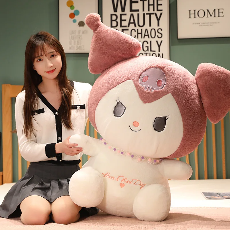 Big Size Sanrio Kuromi Series Plush Toys Kawaii Kuromi Stuffed Dolls  Bedside Pillow Bay Window Large