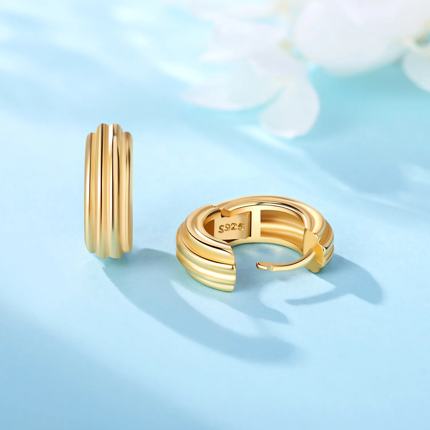 Heiße 18 Stil Sterling Silber goldene Farbe Serie Damen Ohrringe Zirkon runde Creolen feine Hochzeits schmuck Geschenke – Detail 22
