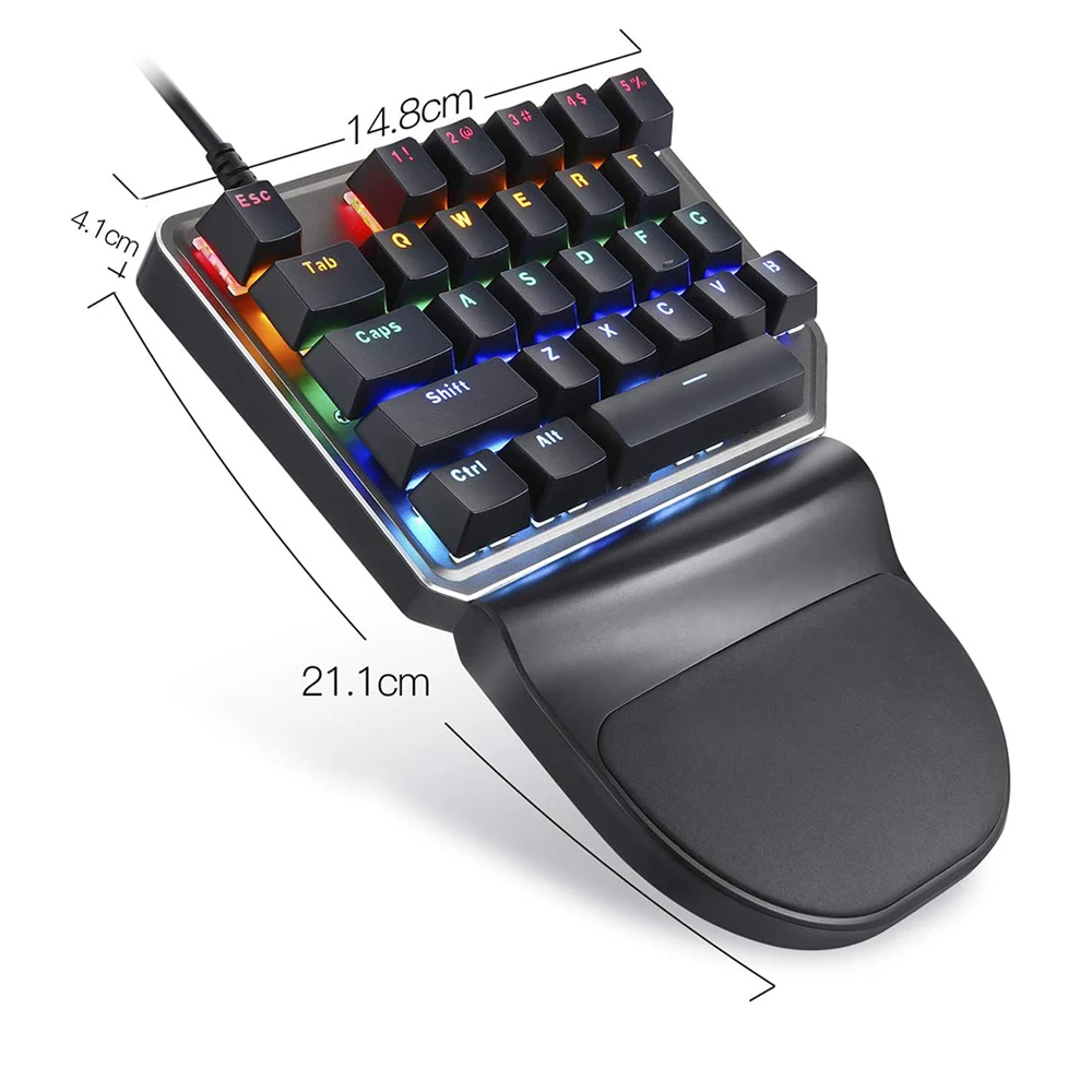 Zceplem Gaming-toetsenbord Met één Hand | 35 Toetsen Half Gaming Toetsenbord En Ergonomische Muis Combo Met Led Backlight Professionele Gamingset Voor Mobiele Games Snel Opladen