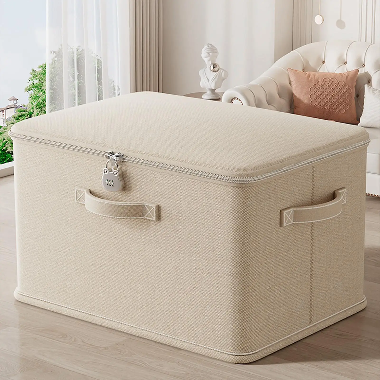 Lockable Storage Box Odor Proof Storage Container Stackable with Handle Locking Organizing Bin Washable Shelf Baskets for home
