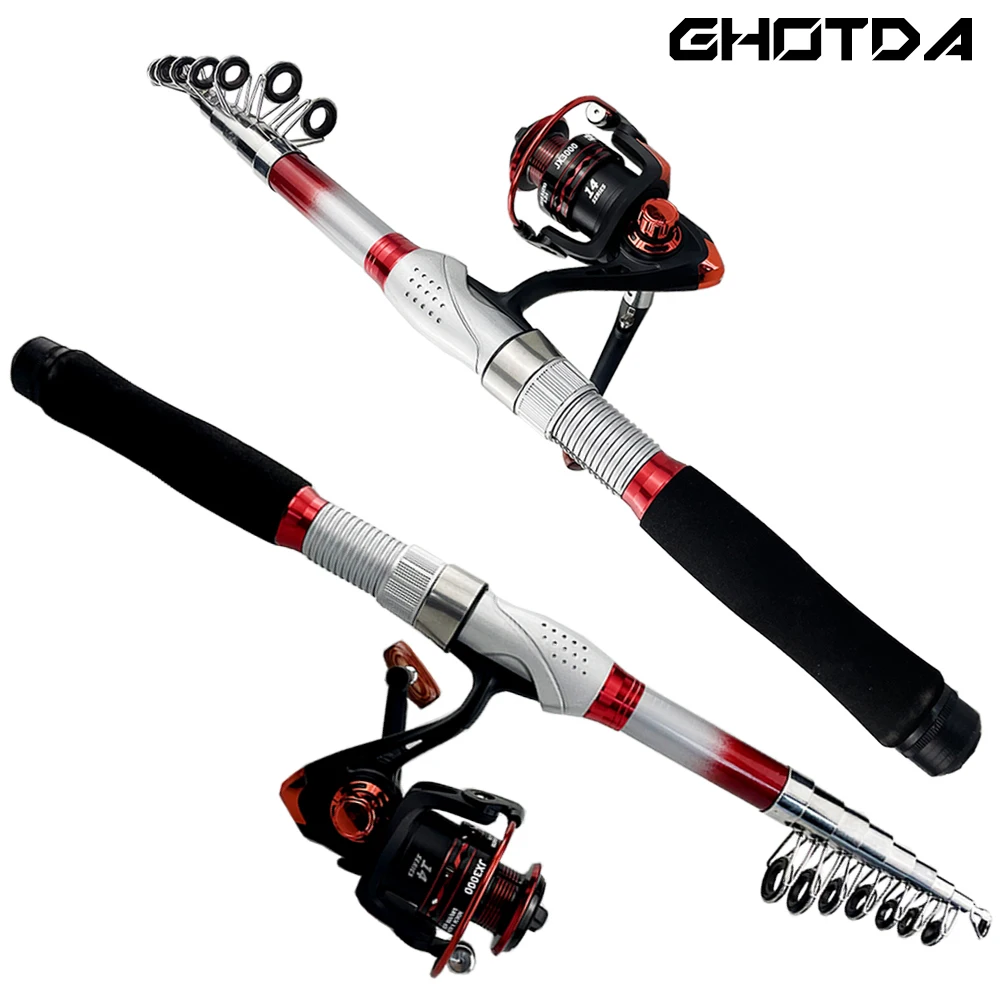 Fishing Rod 1.8-3.6m and Reel Kit Glass Fiber Fishing Rod 5.5:1 Gear Ratio  Aluminum Spool Fishing Reel Rod Set