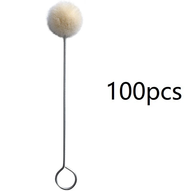 

100Pcs Leather Carving Dyed Wool Ball Brush Handmade Leather Care Alcohol Dye Oily Dye Daubing Tool