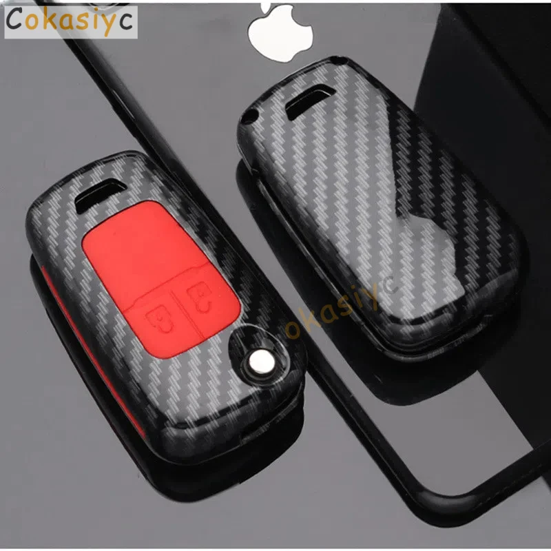 Premium Carbon Fiber Car Flip Key Case Cover – Sleek and Durable Design