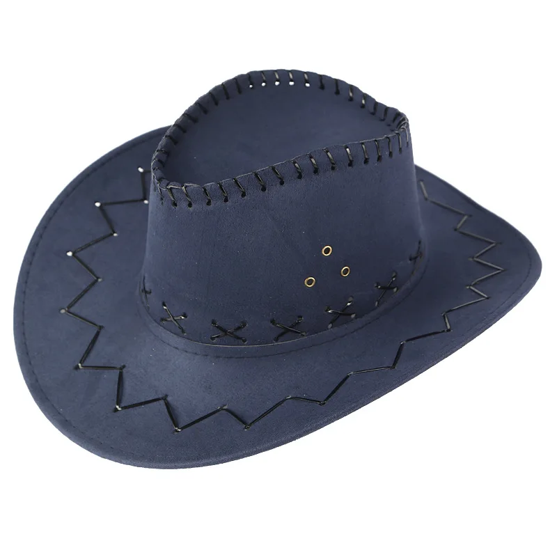 Cowboy hat imitation suede western cowboy hat men's rider fedora Panama rope accessories hoeden damski gorros cowboy