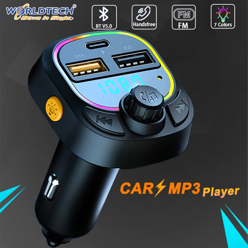 Car Kit Car Bluetooth 5.0 Fm Transmitter Handsfree Car Radio Fast Charger Adaptor Mp3 Player