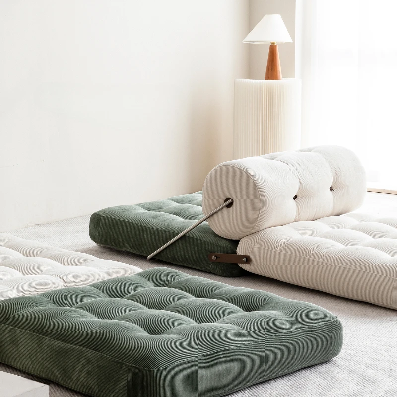 

Cream style waterproof corduroy tofu block sofa bed block module for both sitting and sleeping purposes