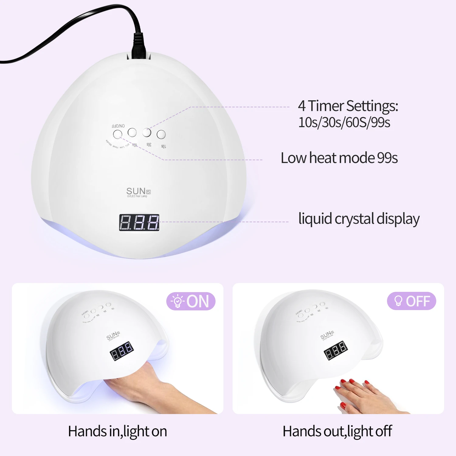 YIKOOLIN UV LED Nail Lamp 48W for Professional Saloon Fast Nail Gel Dryer With 4 Timers Automatic Sensor LCD Display 2