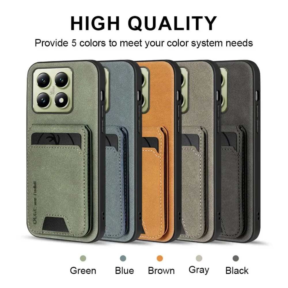 Premium PU Leather Wallet Case with Card Slot, Kickstand, and Drop Protection