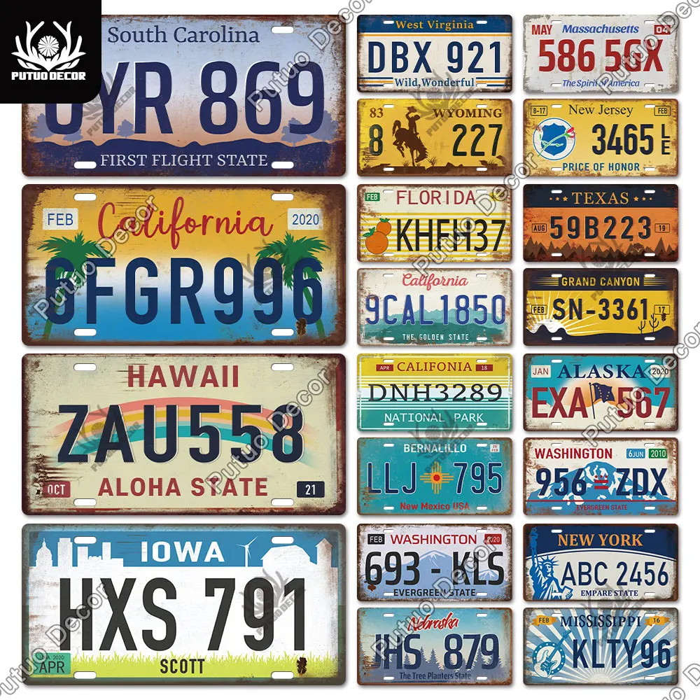 American License Plates Vintage License Plate American Metal Plate